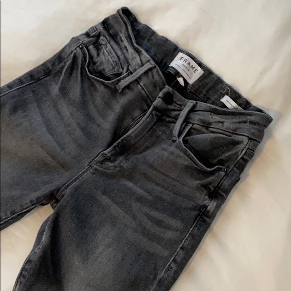 FRAME Le Crop Mini Boot Grey Jeans - Picture 2 of 5